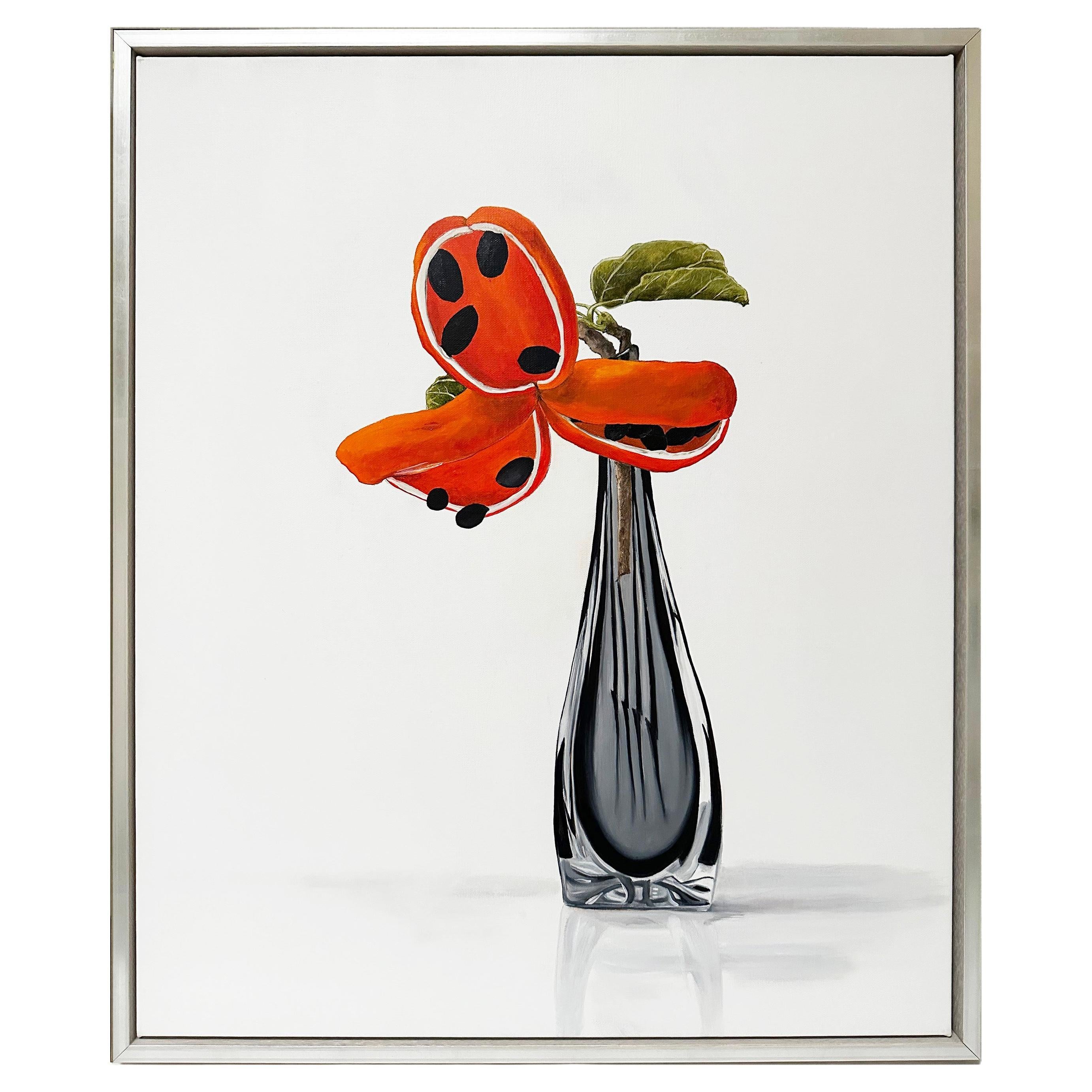 Native Pfirsichblume #2 in Vase, Ölgemälde 2024 von Tarn McLean 