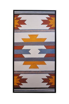 Tappeto tribale Navajo del sud-ovest del Pecos, con motivi geometrici, dipinto a olio, 42"