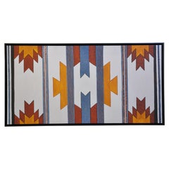 Tappeto tribale Navajo del sud-ovest del Pecos, con motivi geometrici, dipinto a olio, 42"