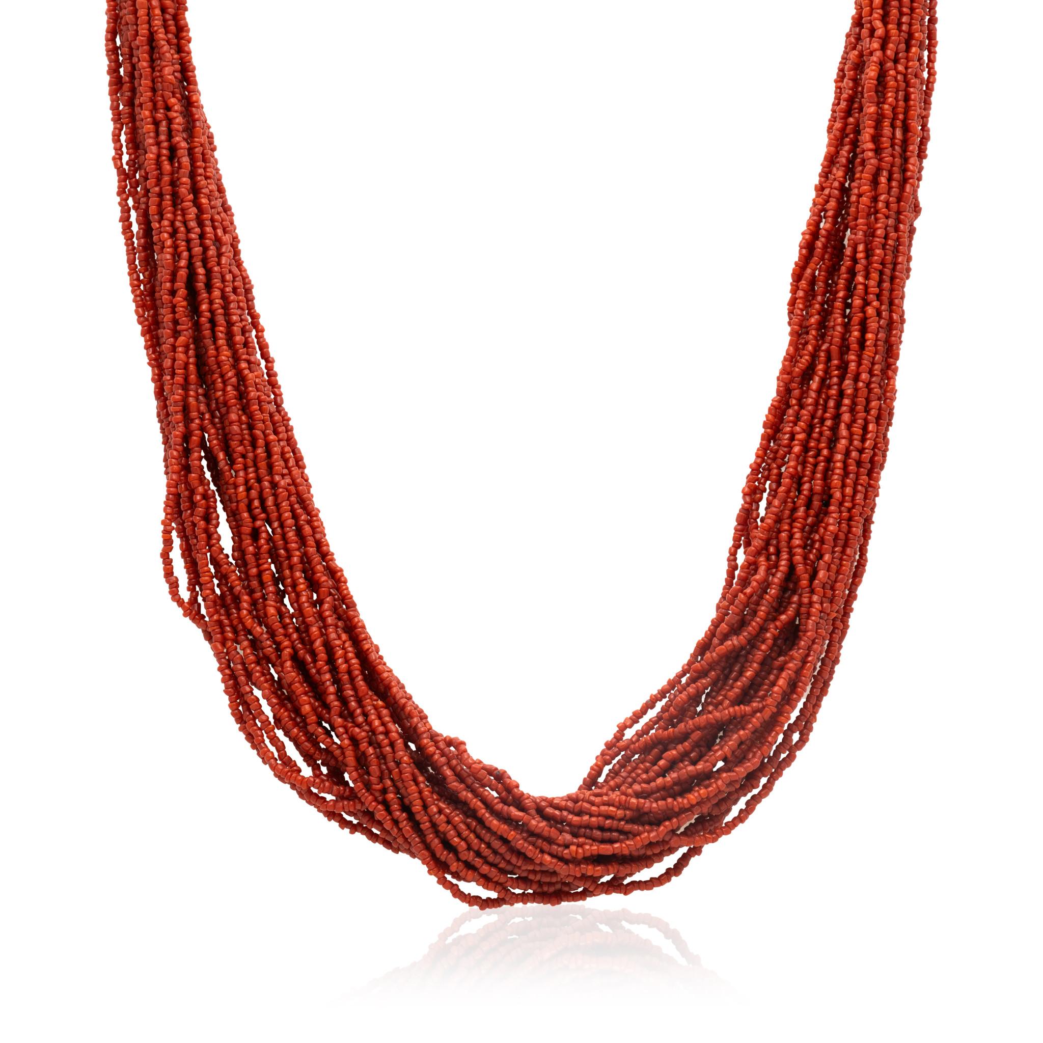 Native Red Coral Perlenkette im Angebot 1