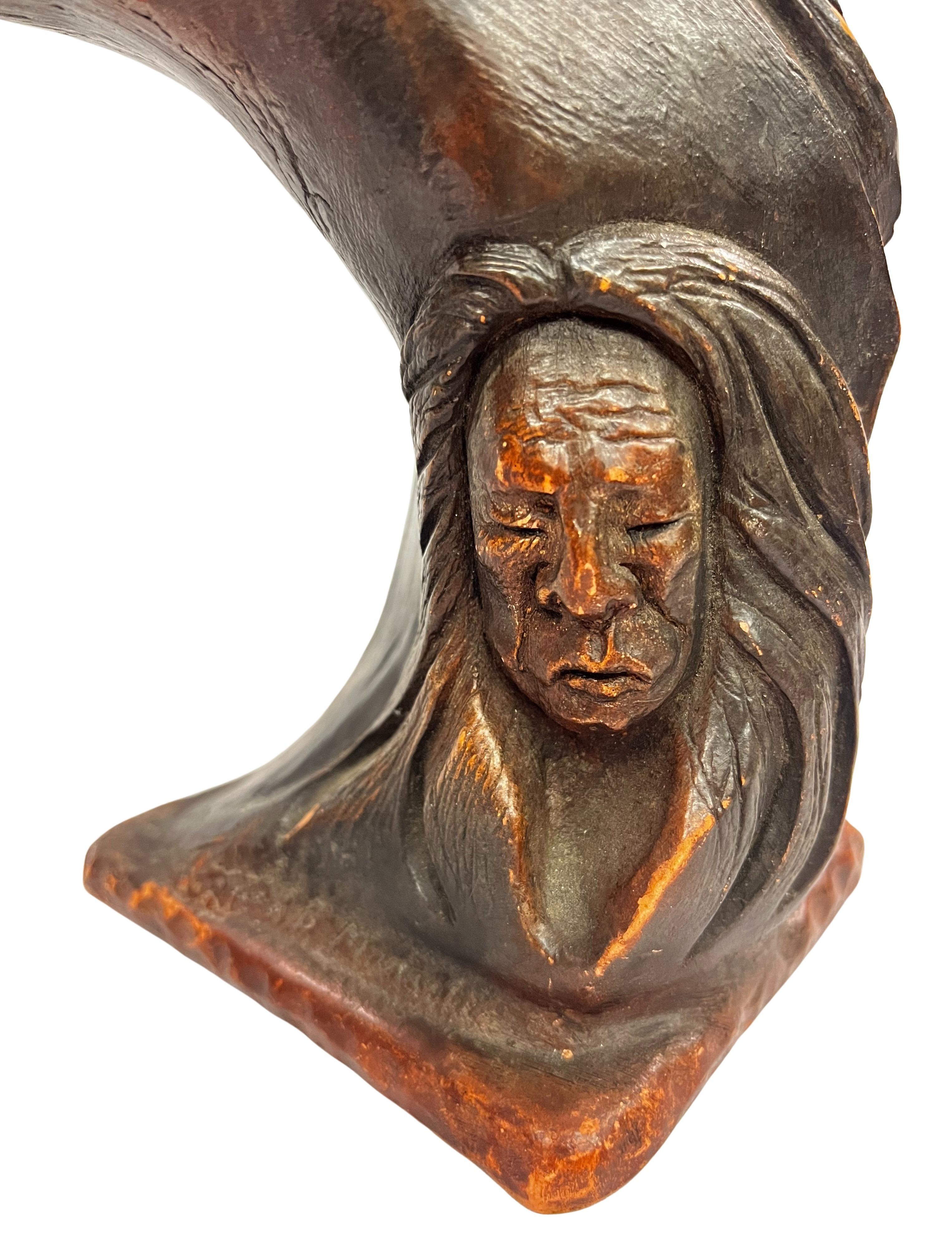 Nativo americano Scultura di spirito nativo, egale, ceramica, Thomas Thomas Maracle, America anni '70 in vendita
