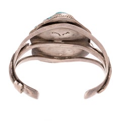 Pulsera de Turquesa Nativa y Plata de Ley