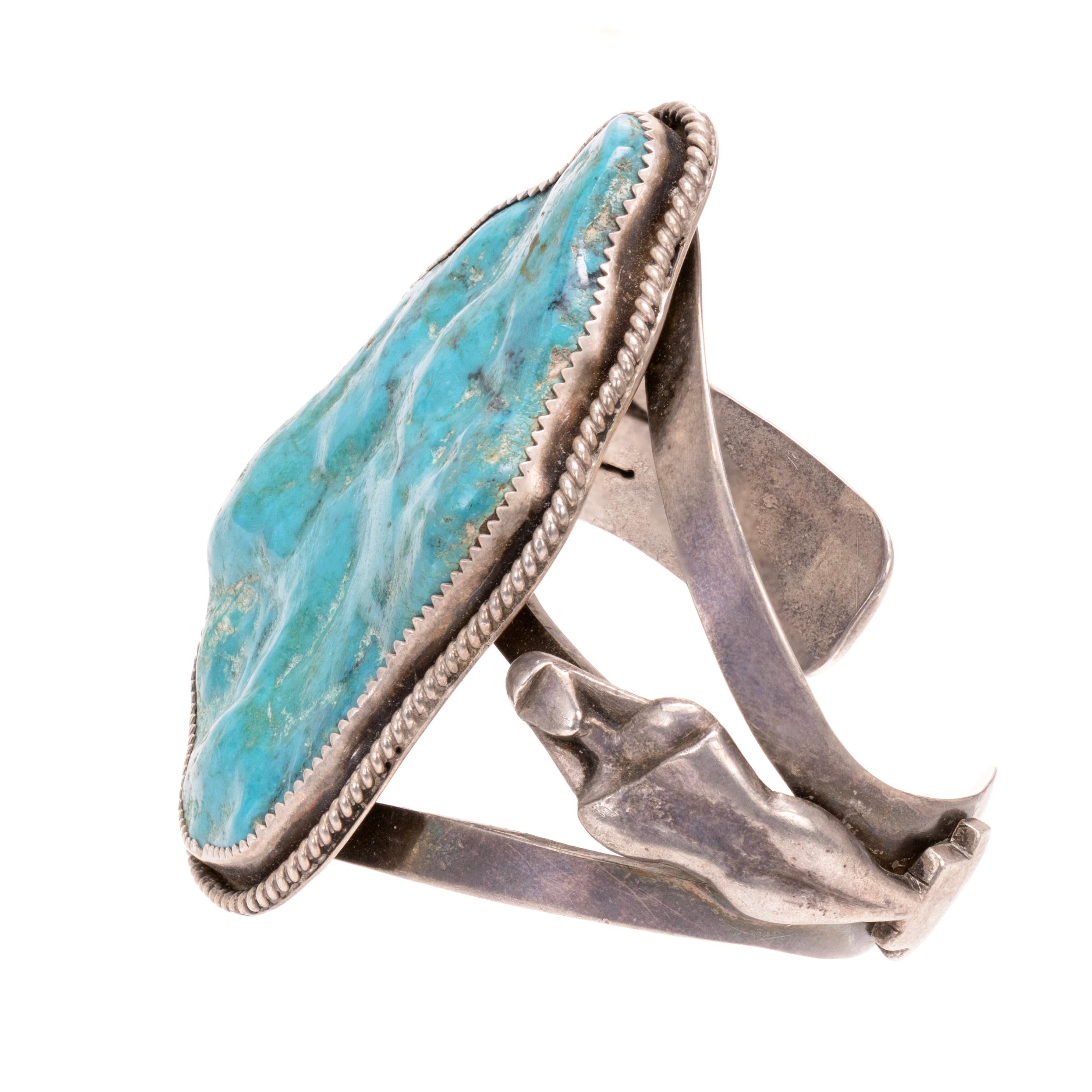 Nativo americano Bracciale in turchese nativo e argento sterling in vendita