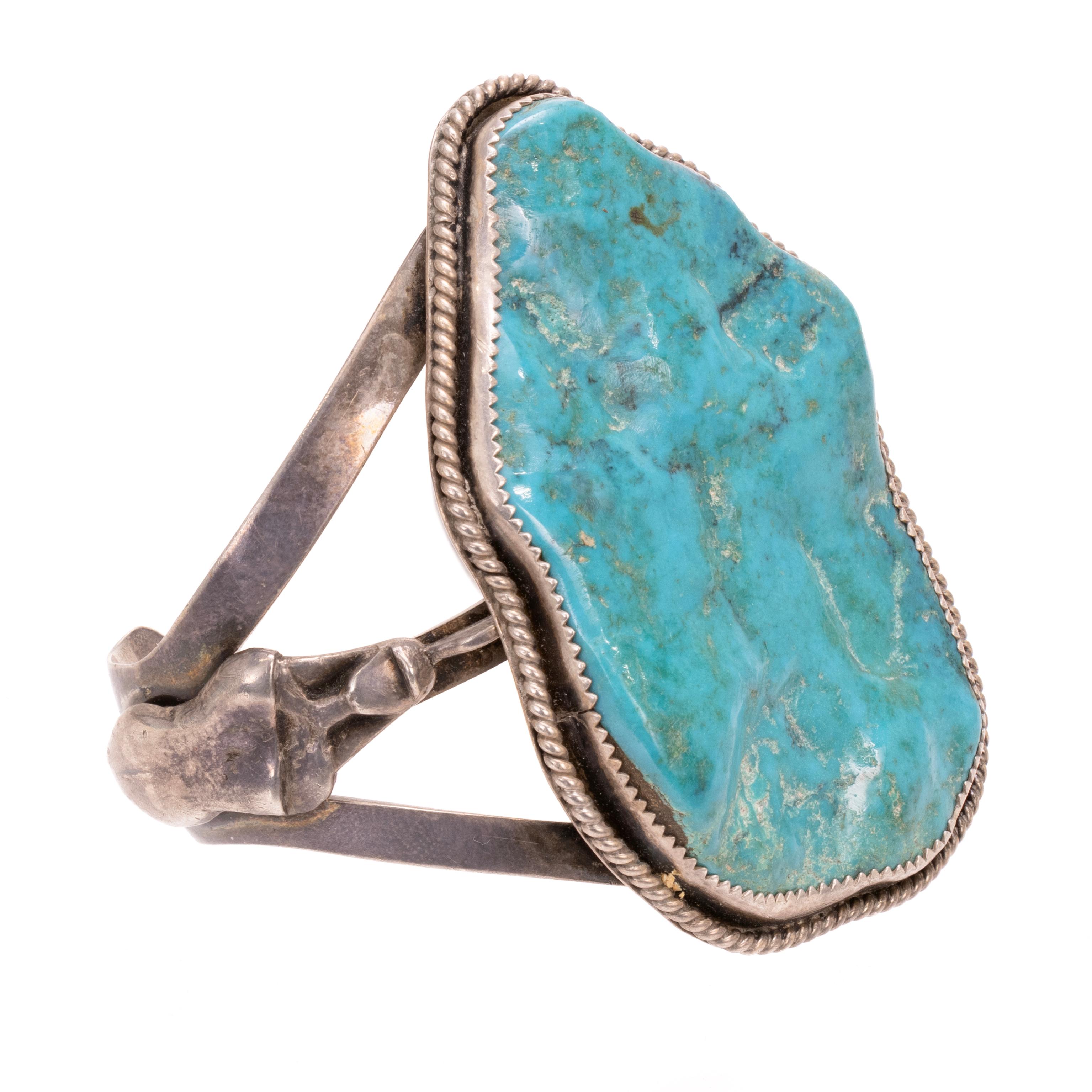 Taglio vecchia miniera Bracciale in turchese nativo e argento sterling in vendita