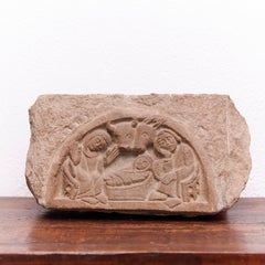 Nativity Engraved Stone Sculpture, Spanish Folk Art, Circa 1930