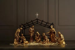 Nativity Gold Antique Gold and Oxidized Metal Sculpture Special Edition