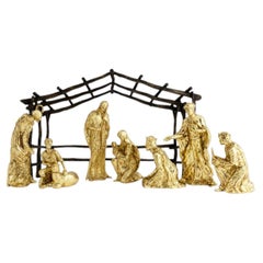 Nativity Gold Antique Gold and Oxidized Metal Sculpture Special Edition