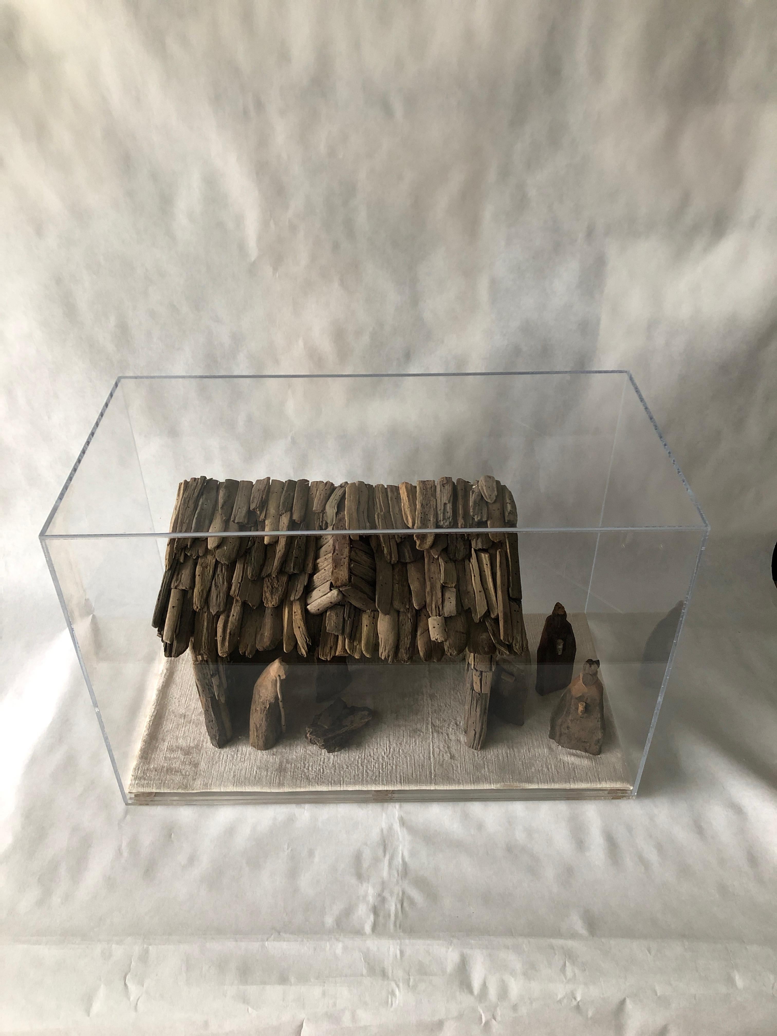 Organic Modern Nativity Scene in Driftwood and Lucite Object D'art by AMK for Patricia Kagan For Sale