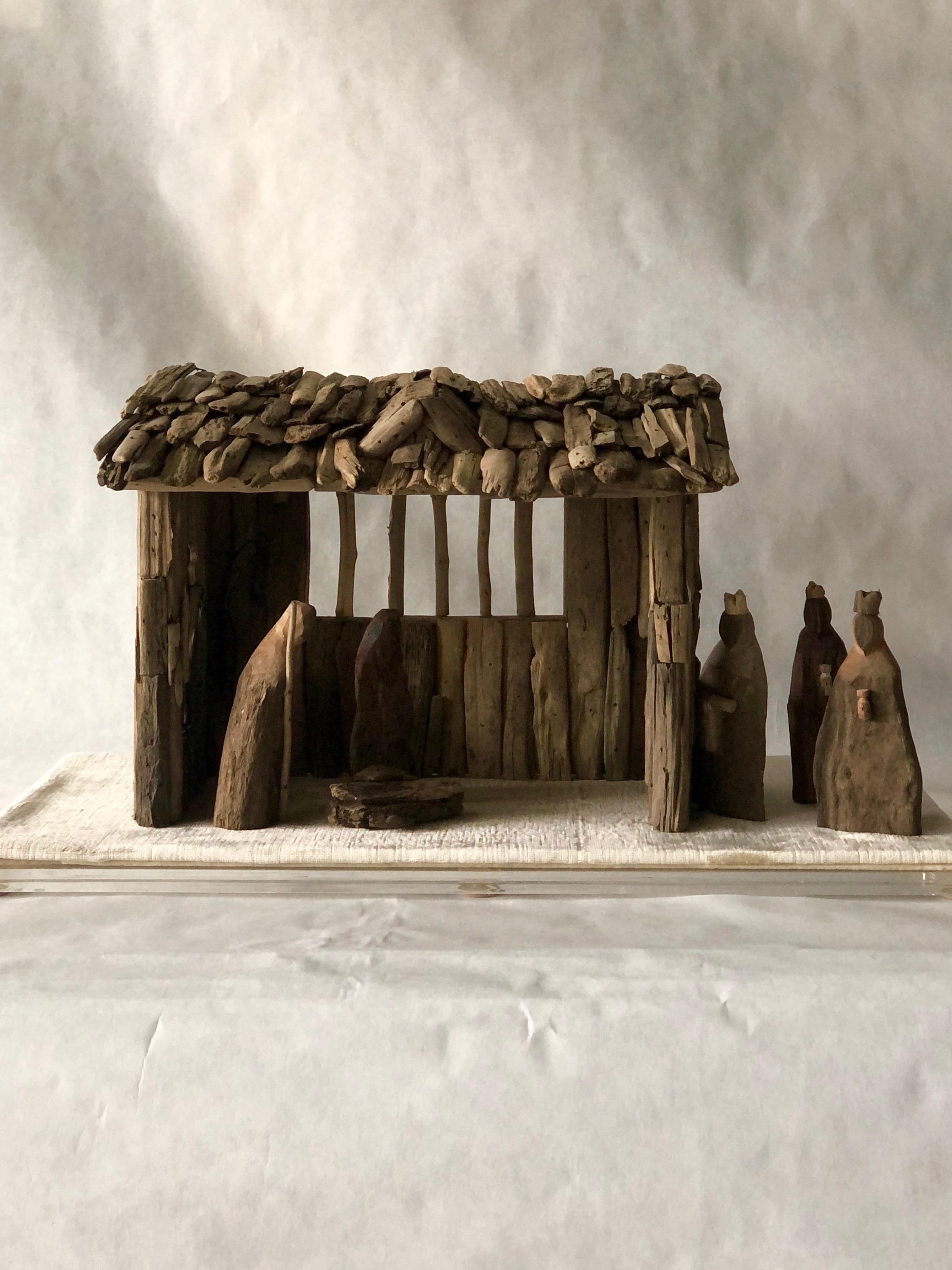 American Nativity Scene in Driftwood and Lucite Object D'art by AMK for Patricia Kagan For Sale