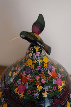 Nativity Scene Mexican Folk Art Painted Gourd  20th Century