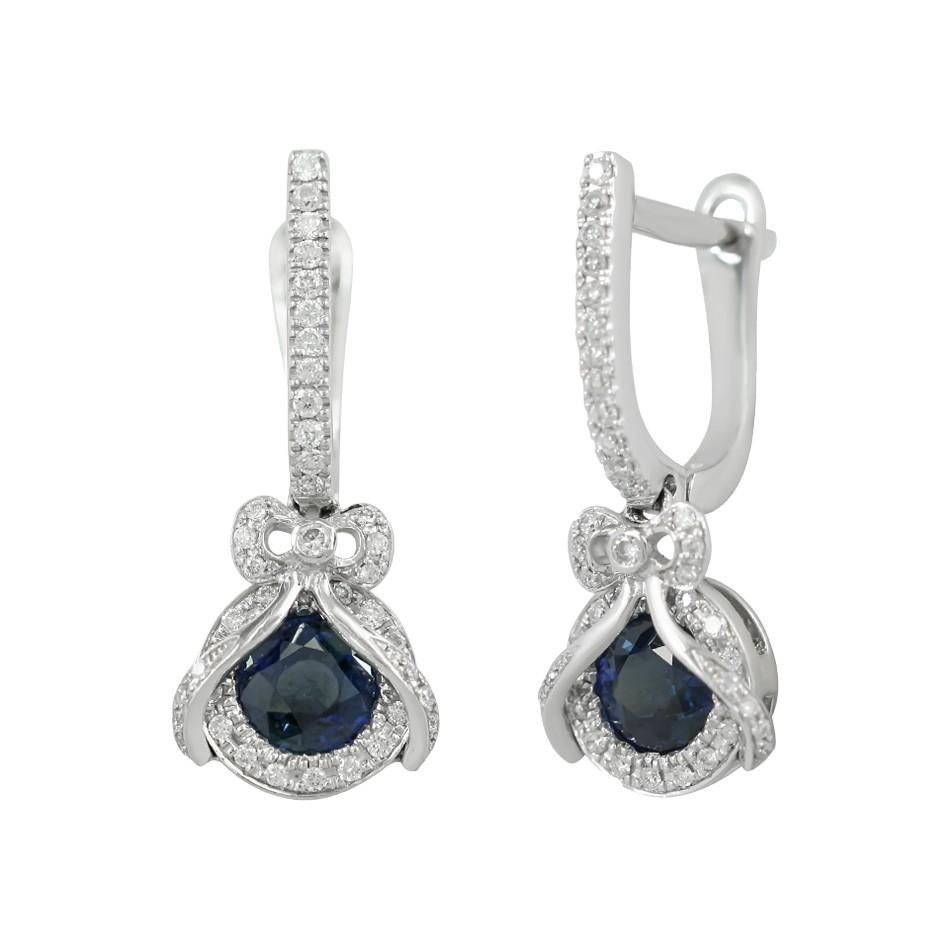 Modern Natkina Blue Sapphire Diamond Dangle Earrings For Sale