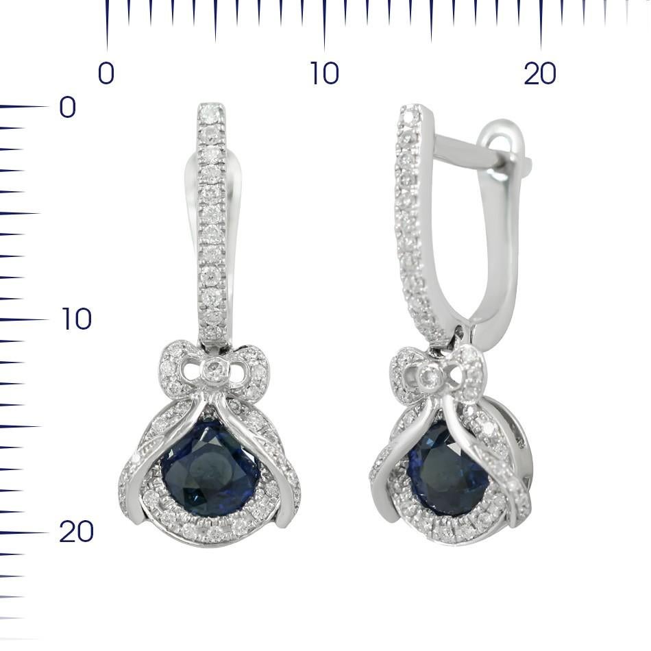 Round Cut Natkina Blue Sapphire Diamond Dangle Earrings For Sale