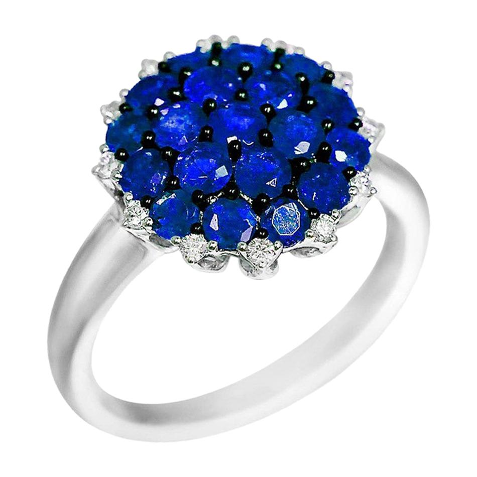 Natkina Bague impressionnante en saphir bleu et diamants pour elle