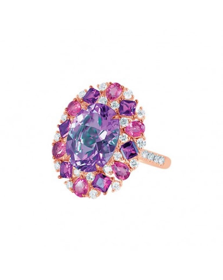 Natkina Blume Diamant Turmalin Amethyst Ohrringe 18 Karat Rose  Gold (Moderne) im Angebot