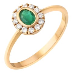 Natkina Esmeralda Verde Diamante Precioso Anillo de Oro Amarillo