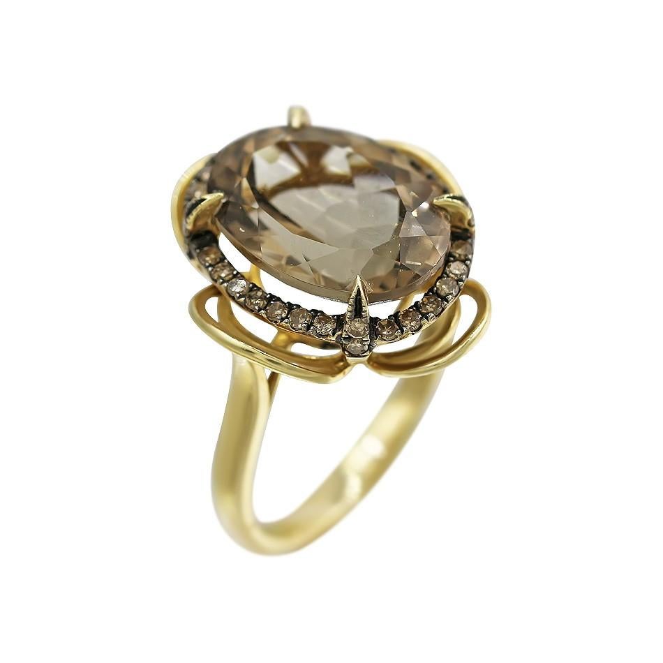 Moderno Orecchini in oro giallo con diamante di quarzo Natkina con chiusura a leva in vendita