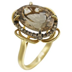 Natkina Bague en or jaune précieux avec quartz et diamants