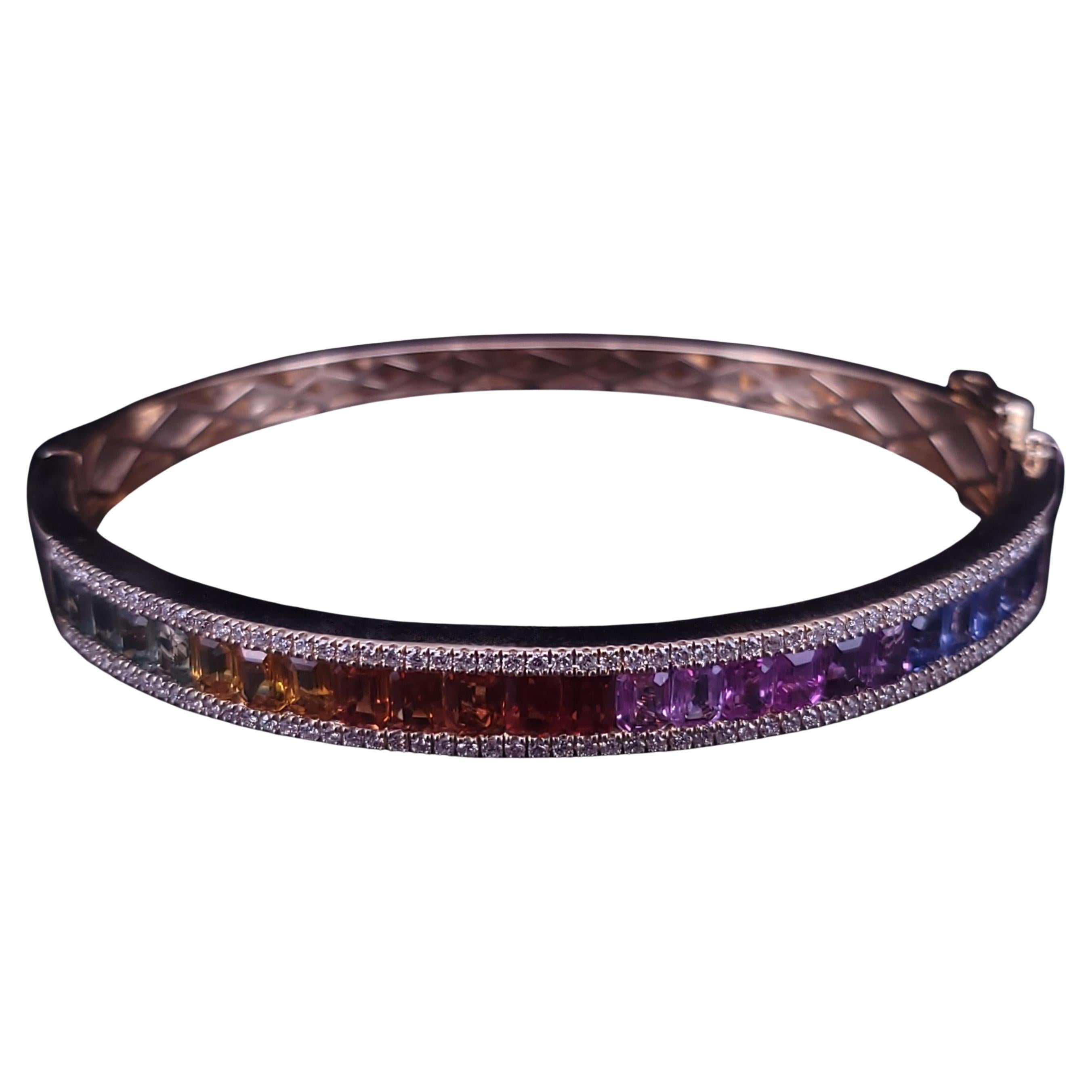 Natkina Rainbow Sapphire Bangle 14K Yellow Gold
