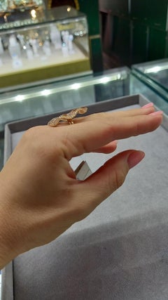 Natkina Rococo Baroque Style White Diamond Precious Yellow Gold Statement Ring