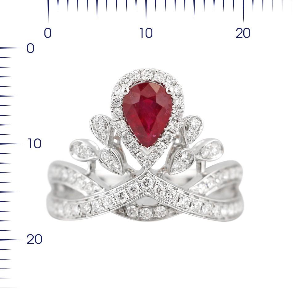 Ring White Gold 14 K 
Diamond 76-RND 57-0,59-5/6A 
Ruby 1-0,77 Т(4)/5A
Weight 5,6 grams
Size 16.8

With a heritage of ancient fine Swiss jewelry traditions, NATKINA is a Geneva based jewellery brand, which creates modern jewellery masterpieces