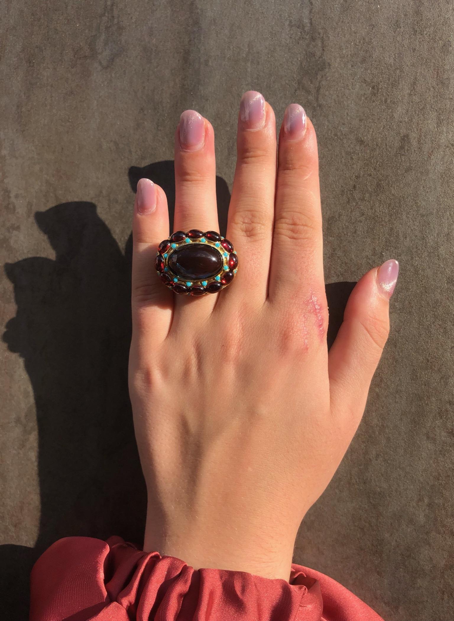 Colección Ucraniana Zafiro Topacio Granate Diamante Anillo de Oro de 18 Kilates en venta 4
