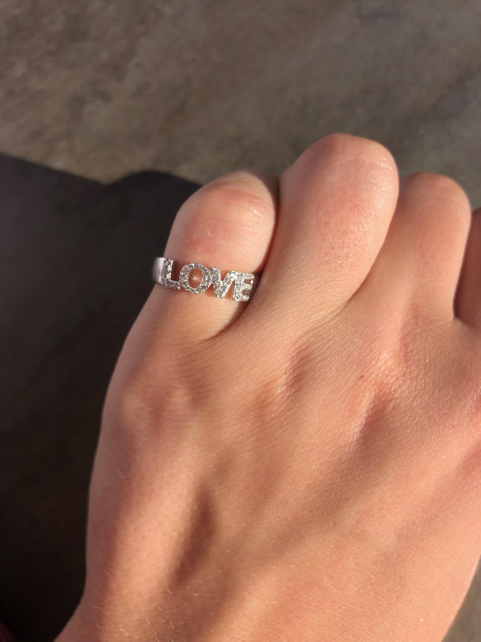 Natkina White Diamond Precious White Gold LOVE Ring In New Condition For Sale In Genève, GE