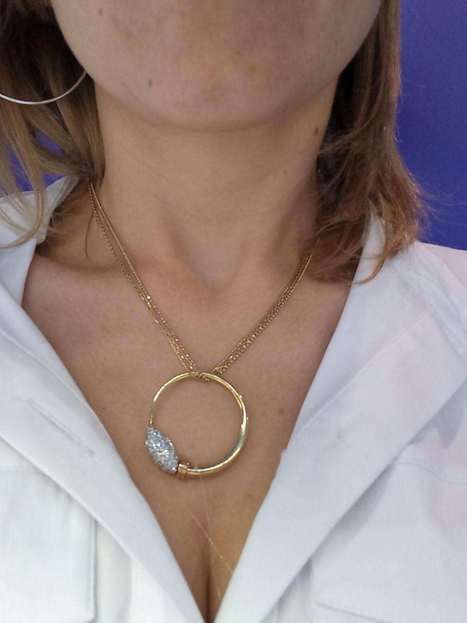 Natkina White Diamond Precious Yellow Gold 18 Karat Statement Circle Pendant In New Condition For Sale In Montreux, CH