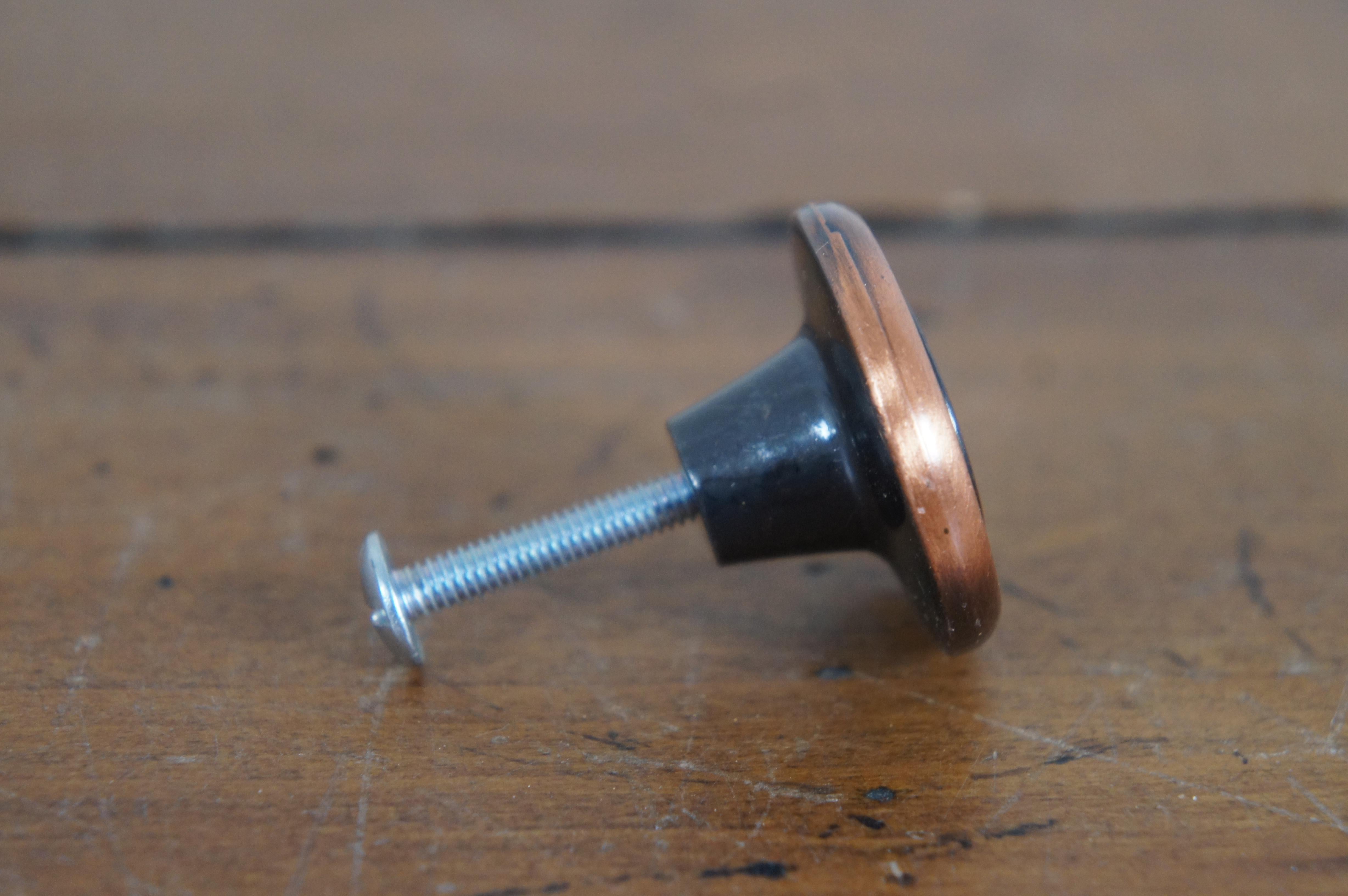 Mid-Century Modern Natonal Lock Co Medalist C275-10D Old Copper Knob Drawer Pulls