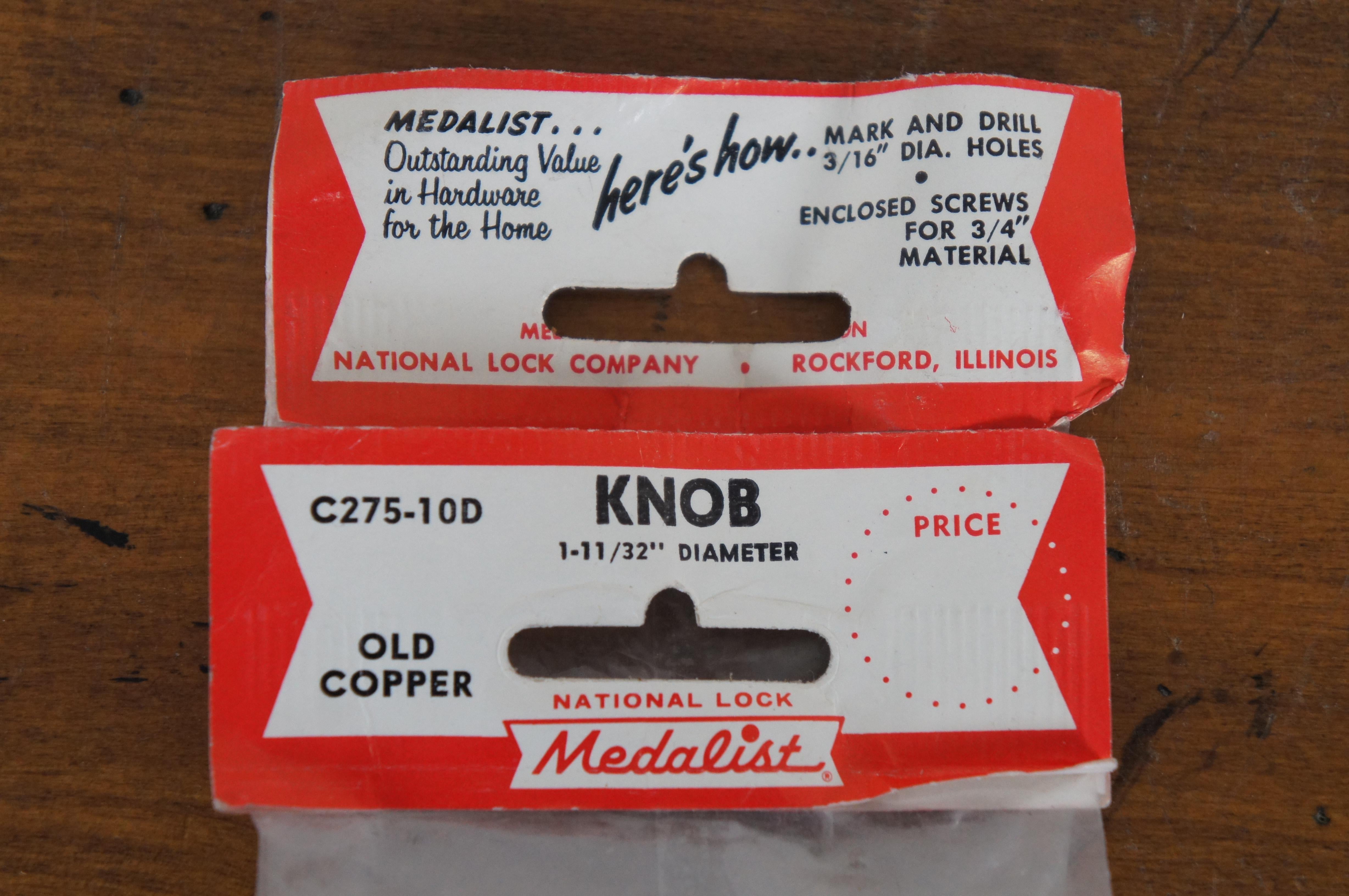 Natonal Lock Co Medalist C275-10D Old Copper Knob Drawer Pulls 1