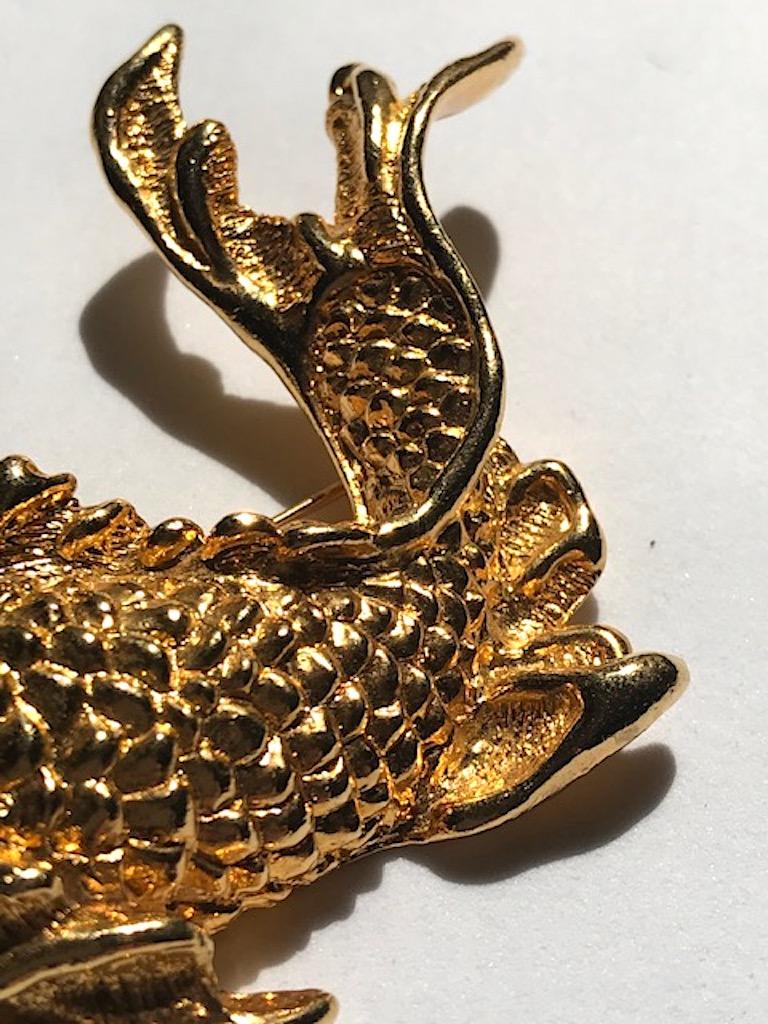 Women's or Men's Natori 1980s Large Gold Fish Brooch