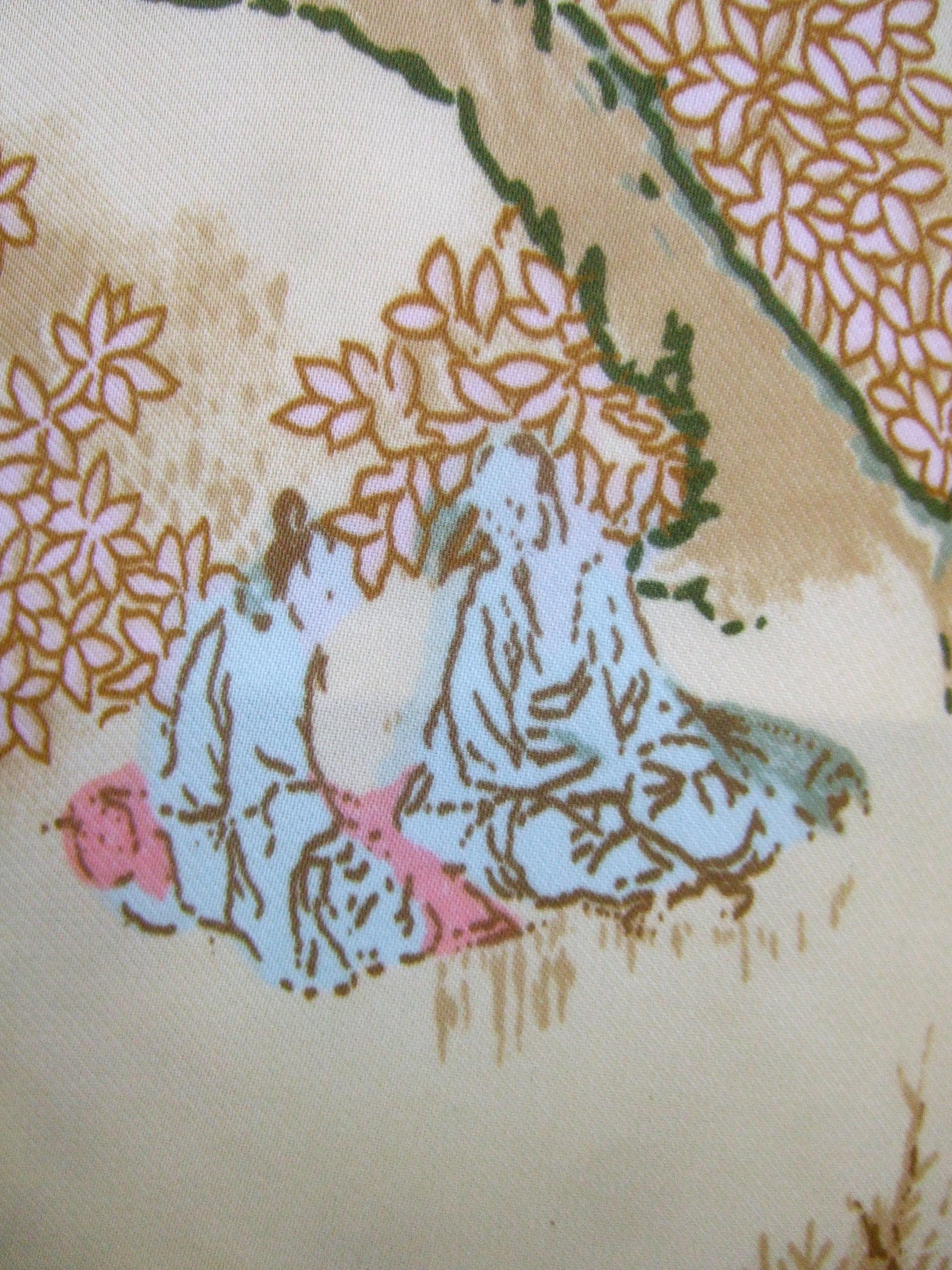 Natori Asian Print Peignoir Duster Robe & Slip Gown Ensemble  circa 1990s For Sale 2