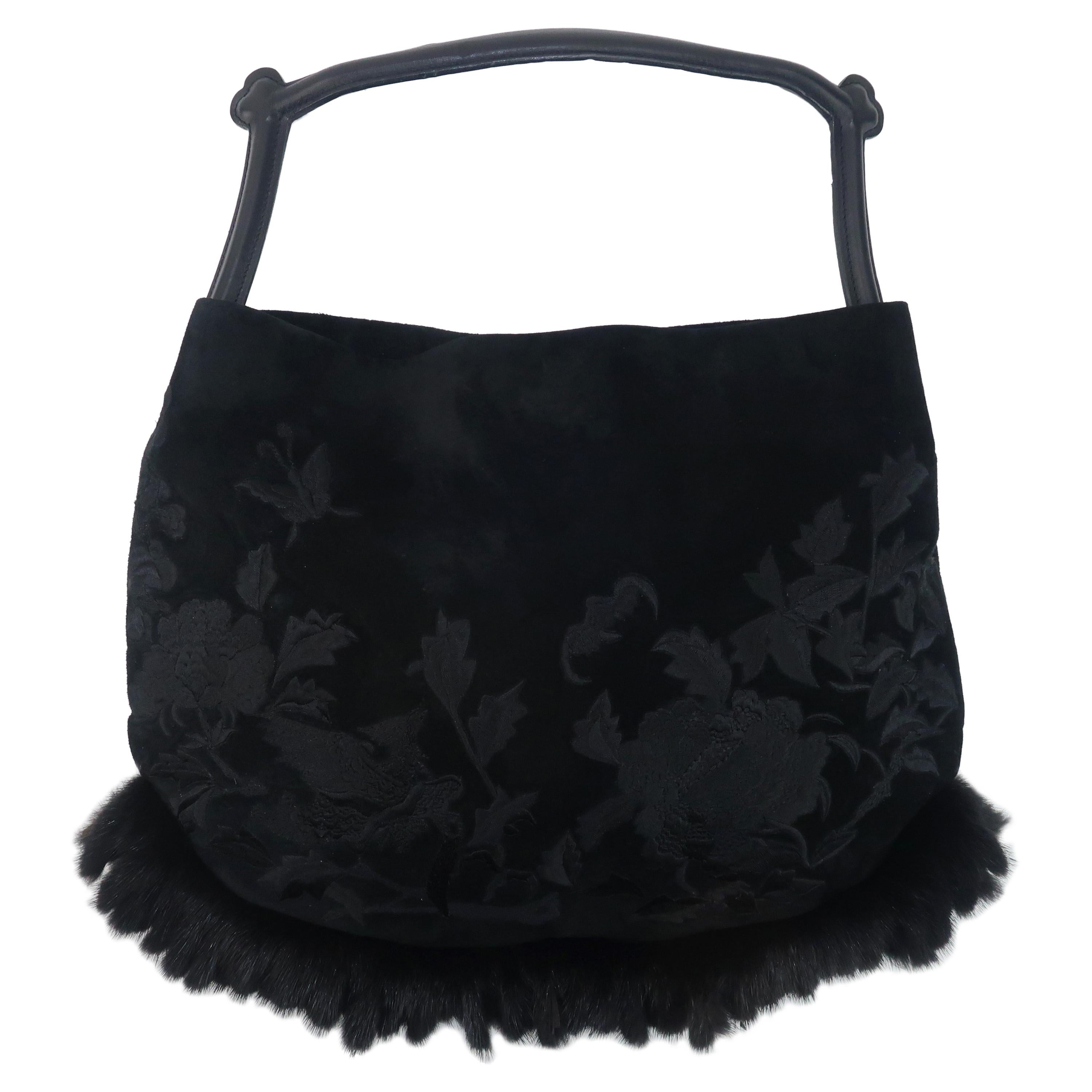 black faux fur handbag