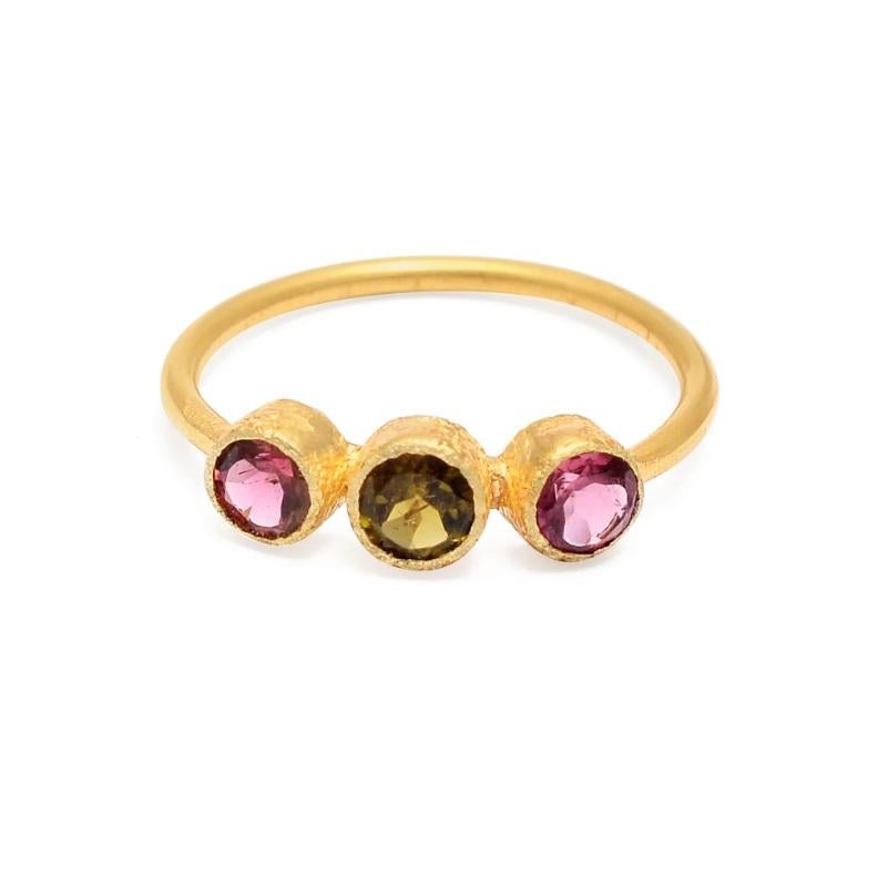 Anello con multi-tormalina naturale in oro 18 carati in vendita 1
