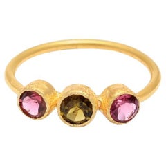 Natrual Multi-tourmaline Ring 18K gold