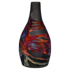Natsu Raku Pottery Vase - Carbon Copper - Handmade Ceramic Home Decor Gift