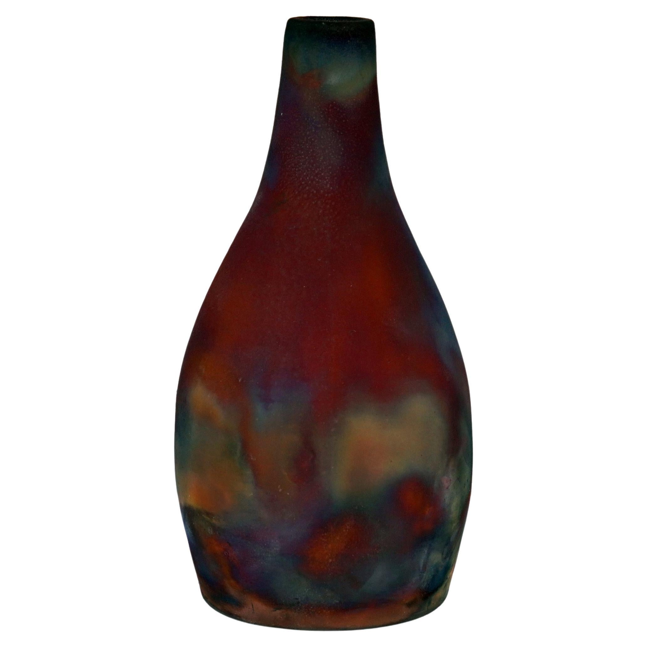Natsu Raku Pottery Vase - Full Copper Matte - Handmade Ceramic Home Decor Gift