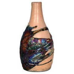 Natsu Raku Pottery Vase, Half Copper Matte, Handmade Ceramic Home Decor Gift