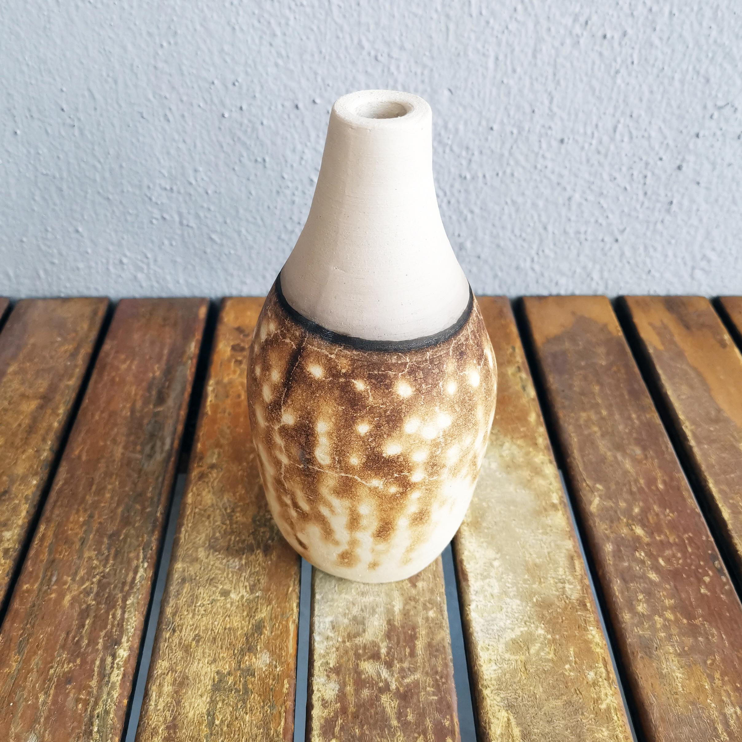 Modern Natsu Raku Pottery Vase - Obvara - Handmade Ceramic Home Decor Gift
