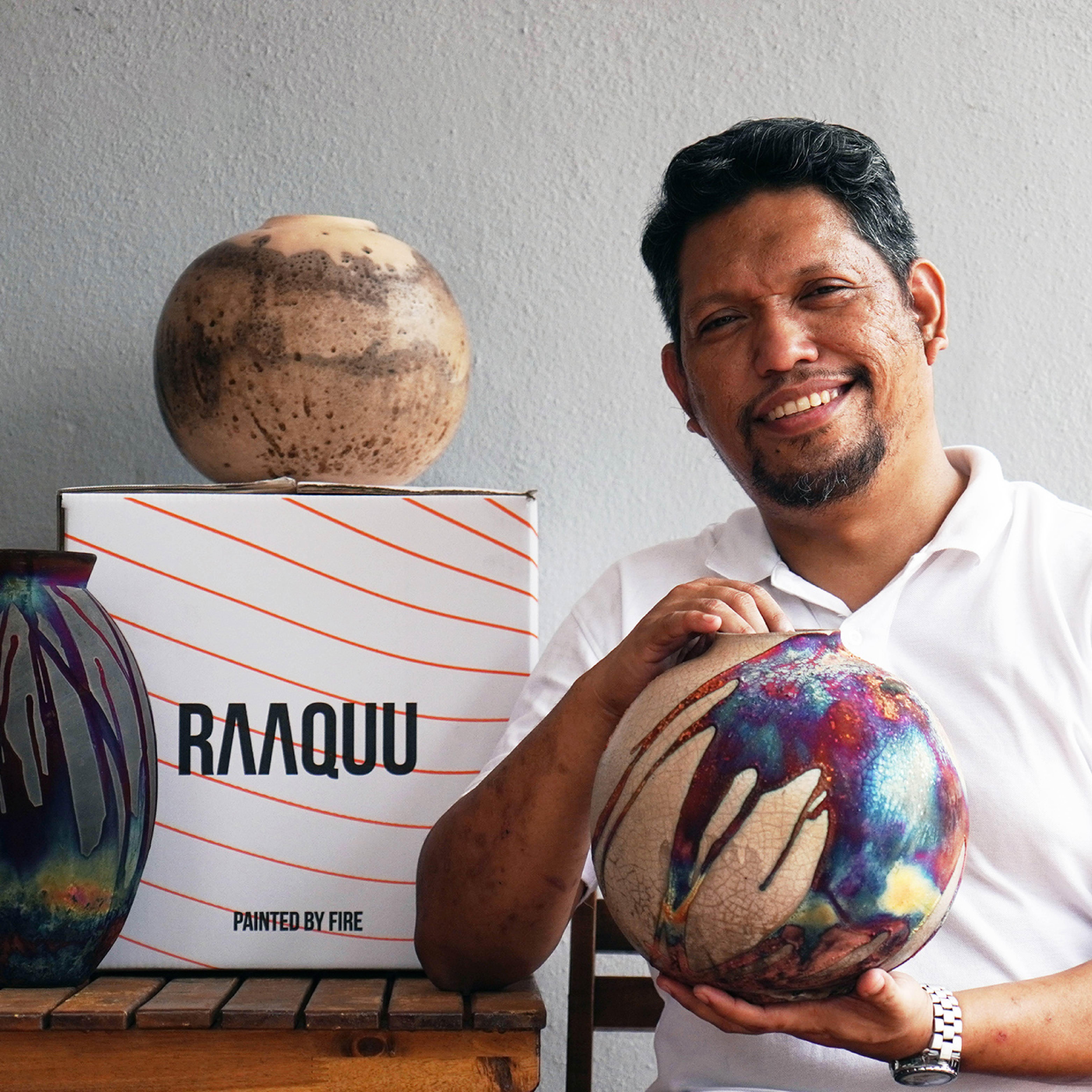 Jarrón de Cerámica Raku Natsu, Obvara, Regalo de Cerámica Hecho a Mano para Decoración del Hogar Malasio en venta