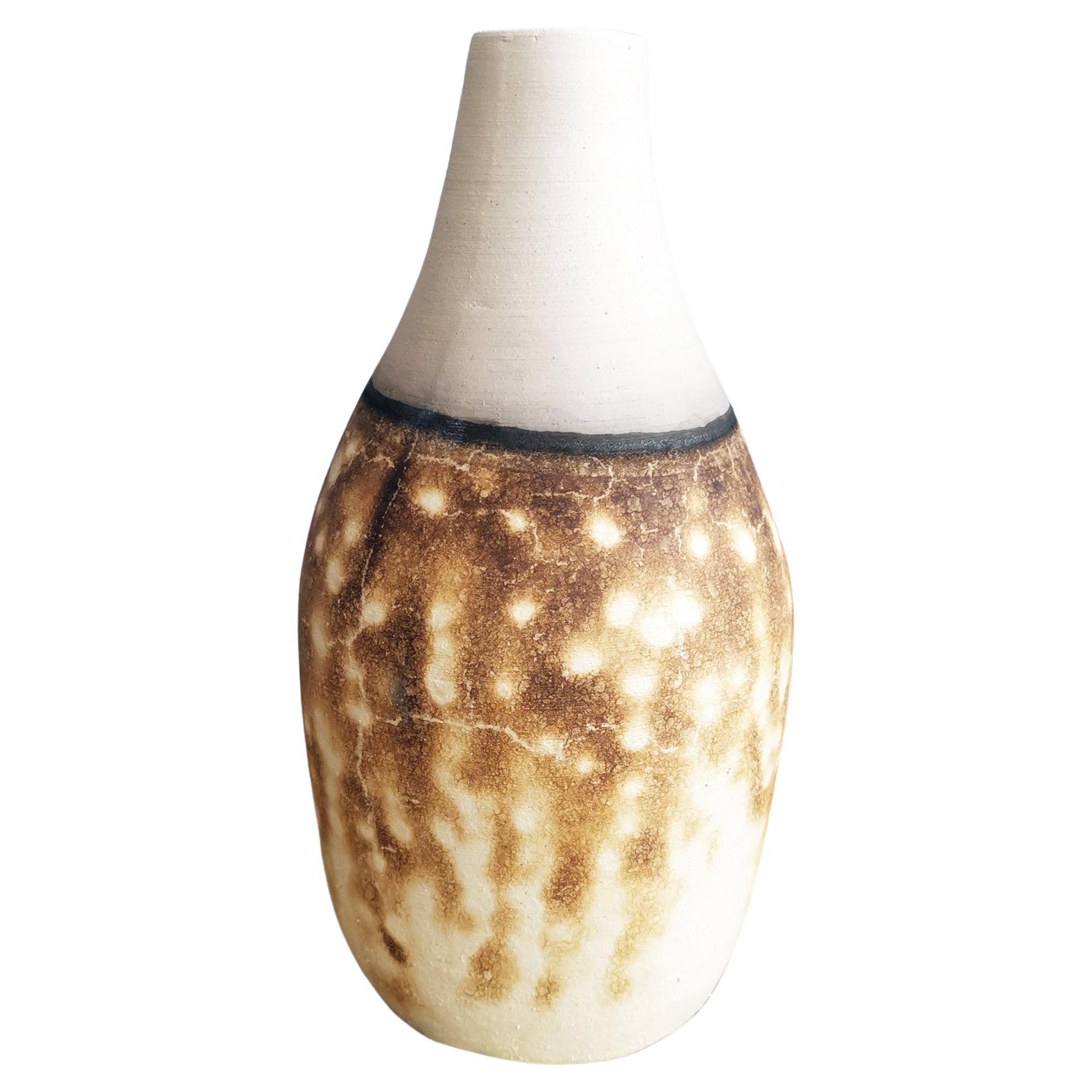 Natsu Raku Pottery Vase - Obvara - Handmade Ceramic Home Decor Gift