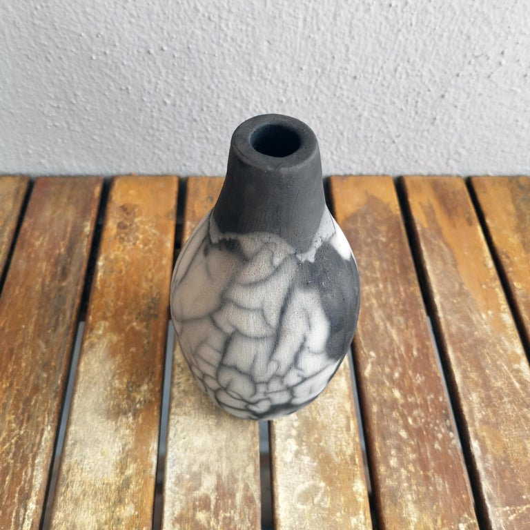 Natsu Raku Pottery Vase, Smoked Raku, Handmade Ceramic Home Decor Gift ...