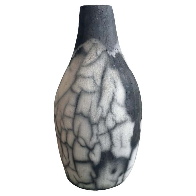 Natsu Raku Pottery Vase, Smoked Raku, Handmade Ceramic Home Decor Gift ...