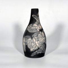 Natsu Raku Pottery Vase, Smoked Raku, Handmade Ceramic Home Decor Gift