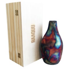 Natsu Raku Pottery Vase with Gift Box - Full Copper Matte - Handmade Ceramic