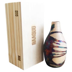 Natsu Raku Pottery Vase with Gift Box - Half Copper Matte - Handmade Ceramic