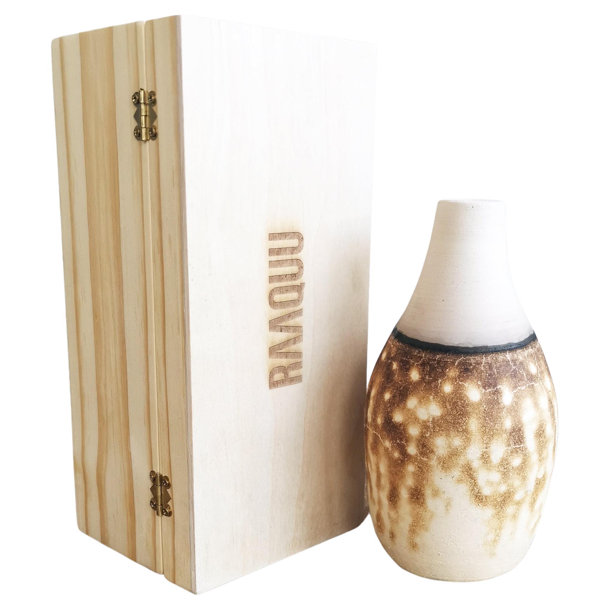 Natsu Raku-Keramik-Vase mit Geschenkbox - Obvara - Handgemachte Keramik