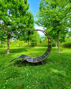 Confession - interactive, abstracted furniture, wood and steel outdoor sculpture