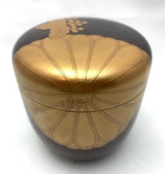 Natsume Tea Container Canister Makie (Gold Lacquer) with Original Box