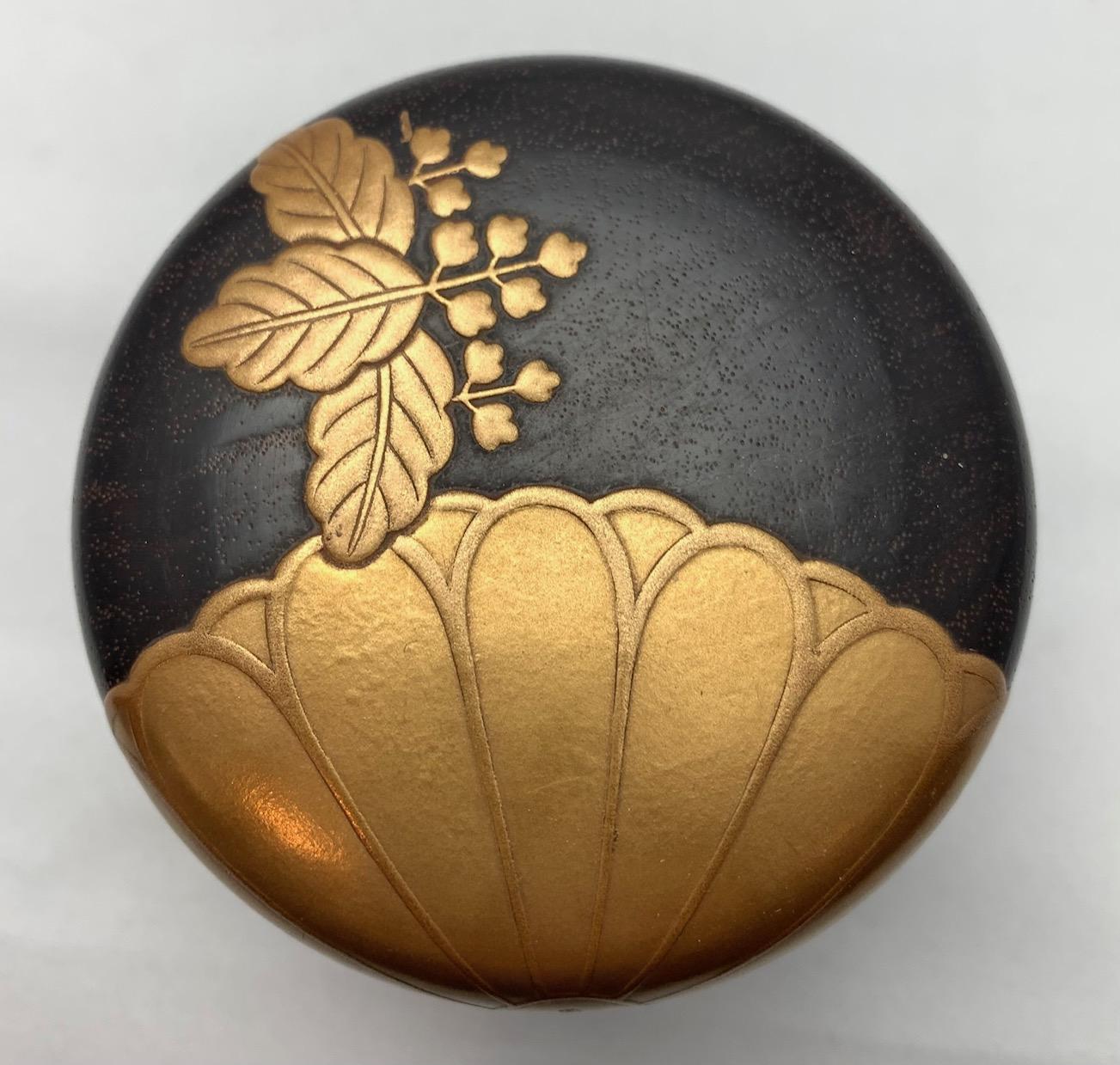 Showa Natsume Tea Container Canister Makie (Gold Lacquer) with Original Box