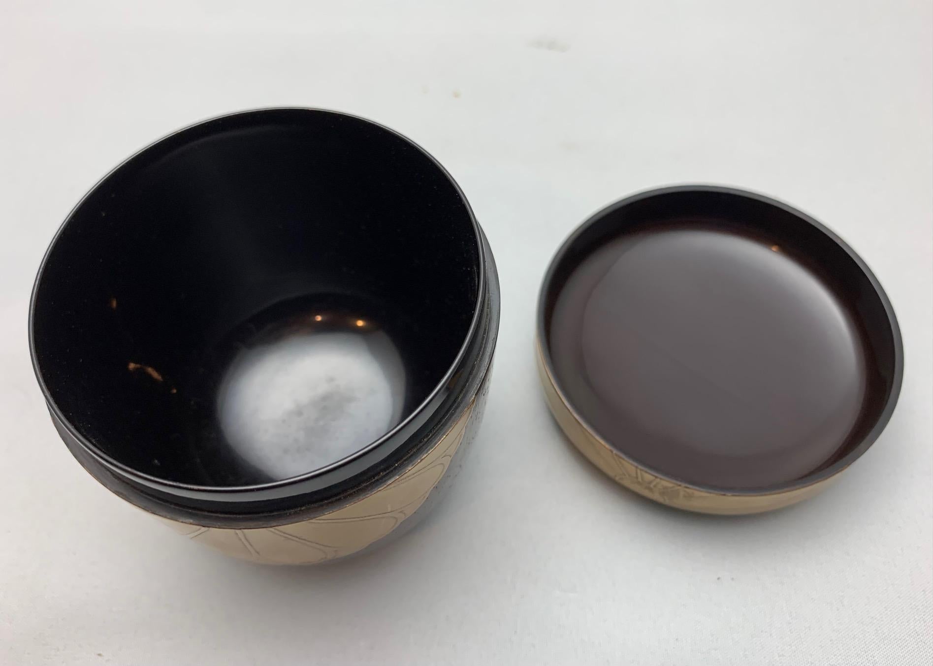 Japanese Natsume Tea Container Canister Makie (Gold Lacquer) with Original Box